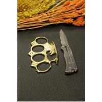14 cm Kalın Komple Çelik Bıçak ve Gold Kartal Mustalı Set